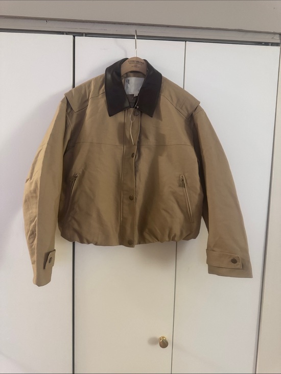Pilcro Jackets & Blazers - Pilcro Tan Bomber Jacket with Dark Brown Collar